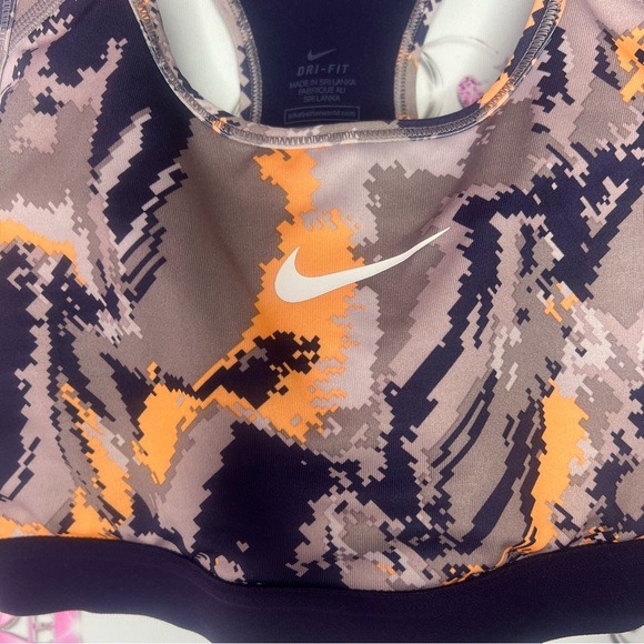 Nike dri fit sports bra orange grey purple white camo style logo front stretchy - Picture 6 of 8